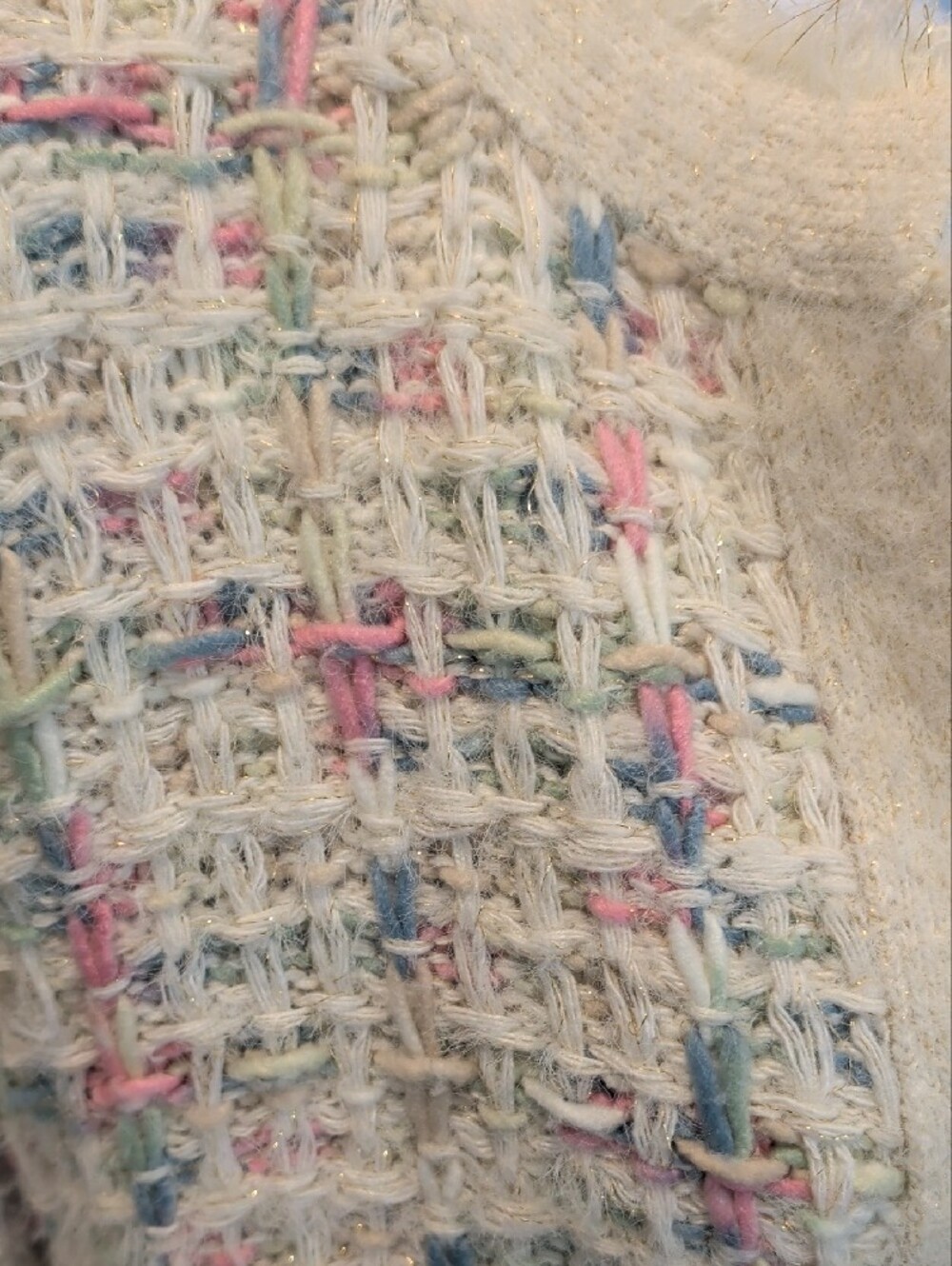 Cocobleu Women's Cream Multicolor Bouclé Blazer - M - Picture 3 of 10